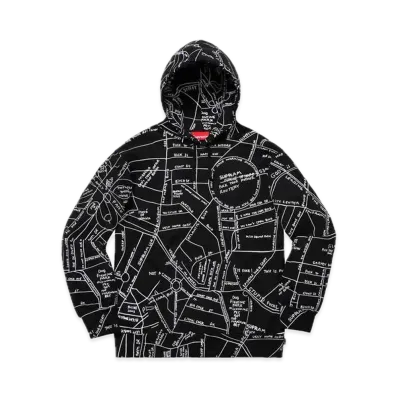 Supreme Gonz Embroidered Map Hooded Sweatshirt "Black"