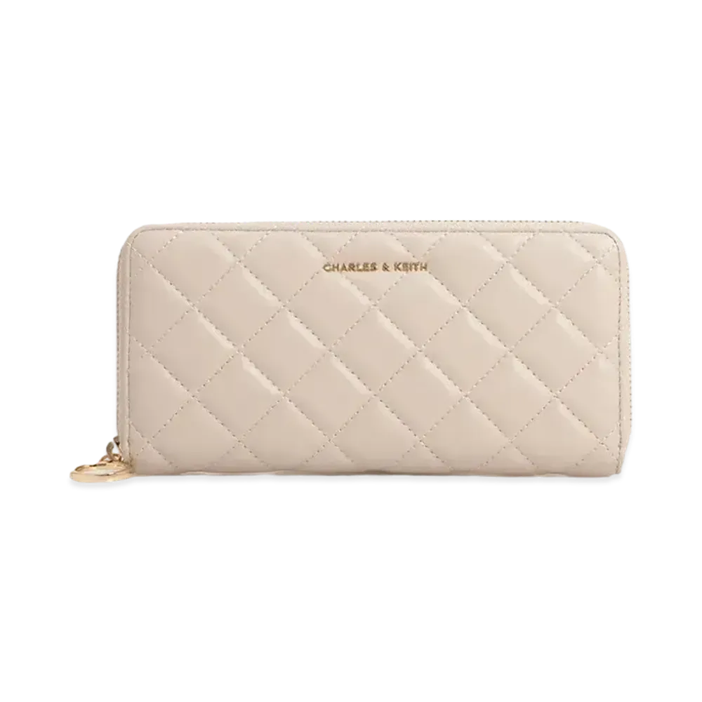 CHARLES & KEITH Cressida Quilt Long Wallet "Oat"