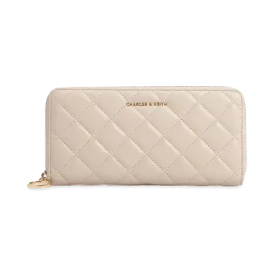 CHARLES & KEITH Cressida Quilt Long Wallet "Oat"