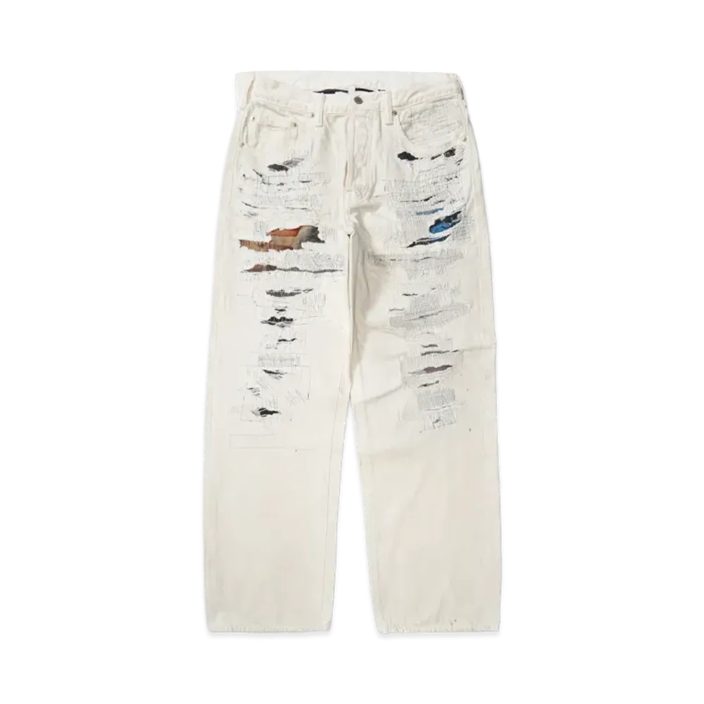 Supreme x MM6 Maison Margiela Distressed Loose Fit Selvedge Jean "White"