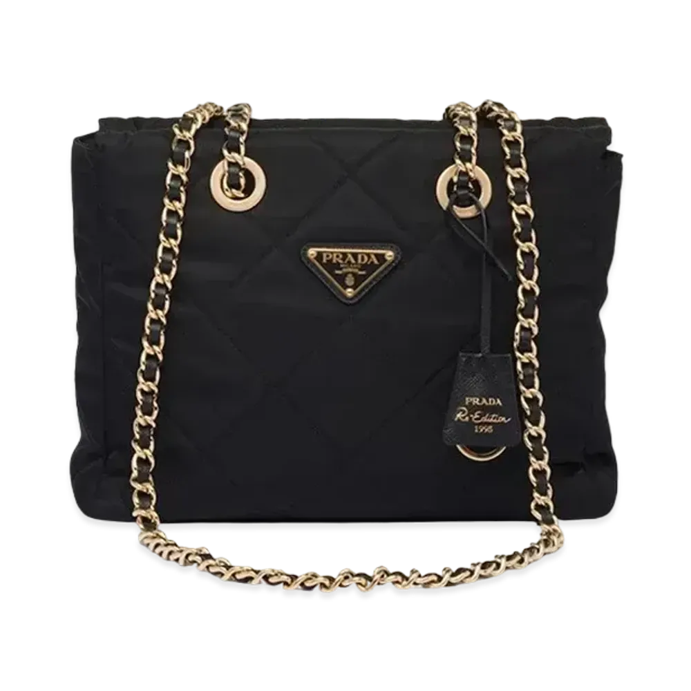 PRADA Re Edition 1995 Chaine Re Nylon Tote Bag "Black"