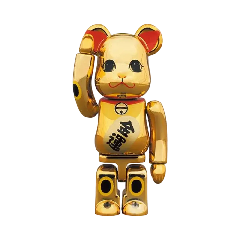 Bearbrick Maneki Neko Gold Fortune Gold Plating 3 100%