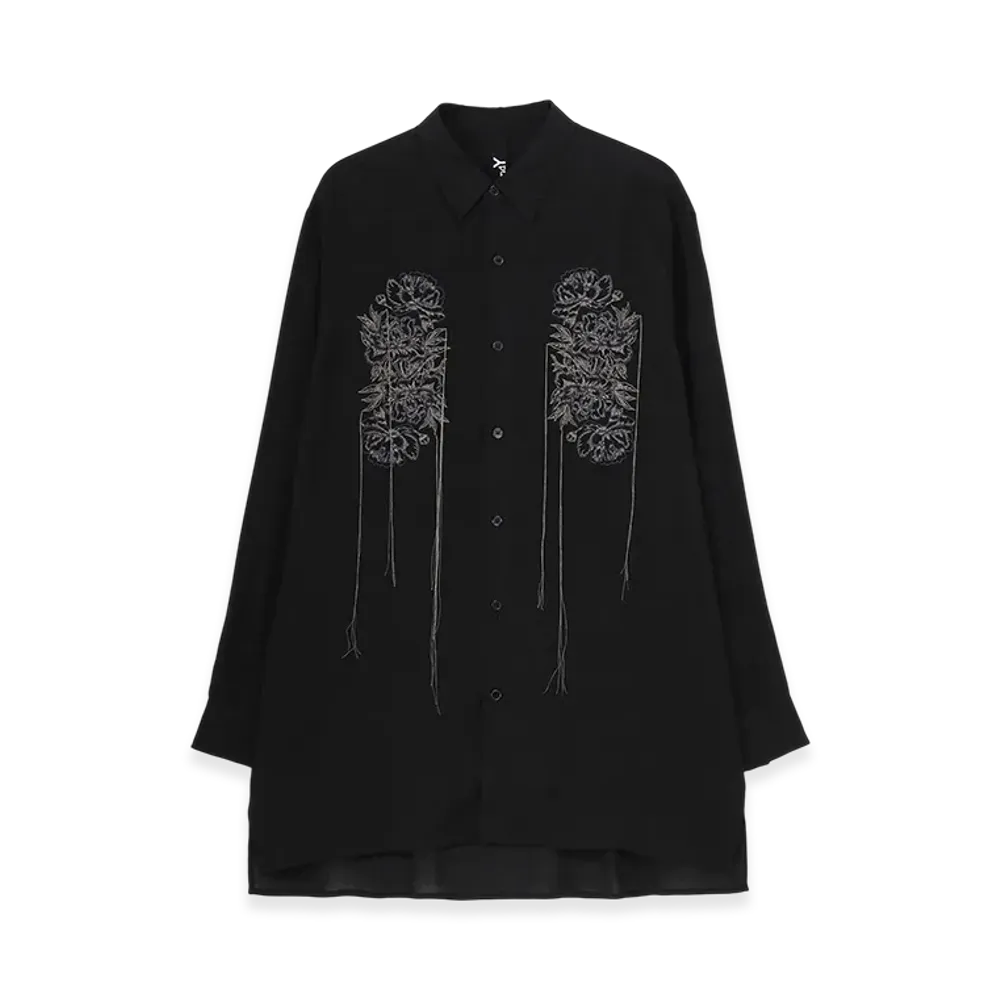 Ground Y Flower Stitch Back Side Tuck Shirt "Black"