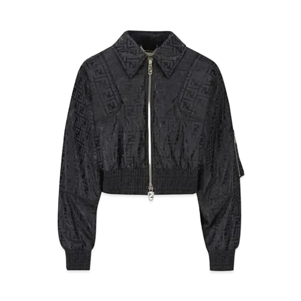 FENDI Jacket FF Jacquard Fabric Bomber "Black"