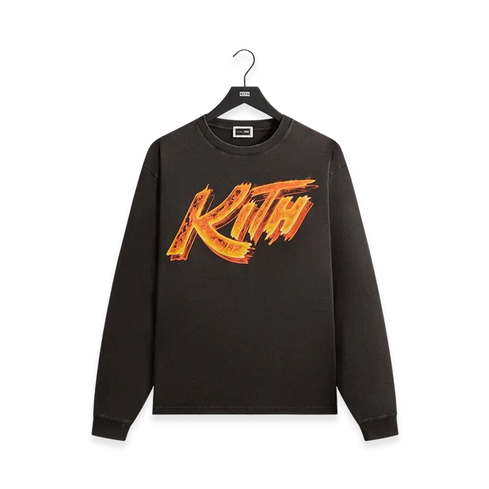 Kith x Capcom Street Fighter Flame Vintage Long Sleeve Tee "Black"