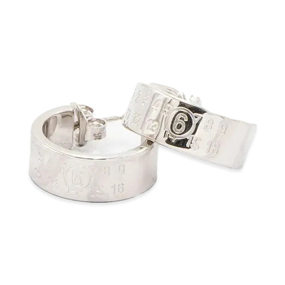 MM6 Maison Margiela Numeric Minimal Signature Hoop Earring "Palladium"