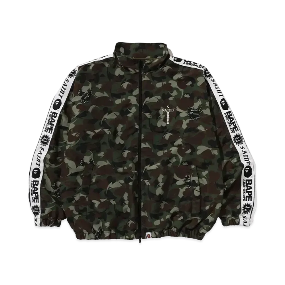 SAINT Mxxxxxx x A BATHING APE Heart Camo Track Jacket "Olive"