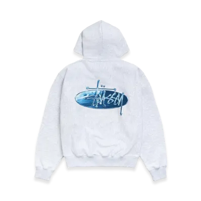 Stussy Wave Oval Hoodie "Ash Heather"