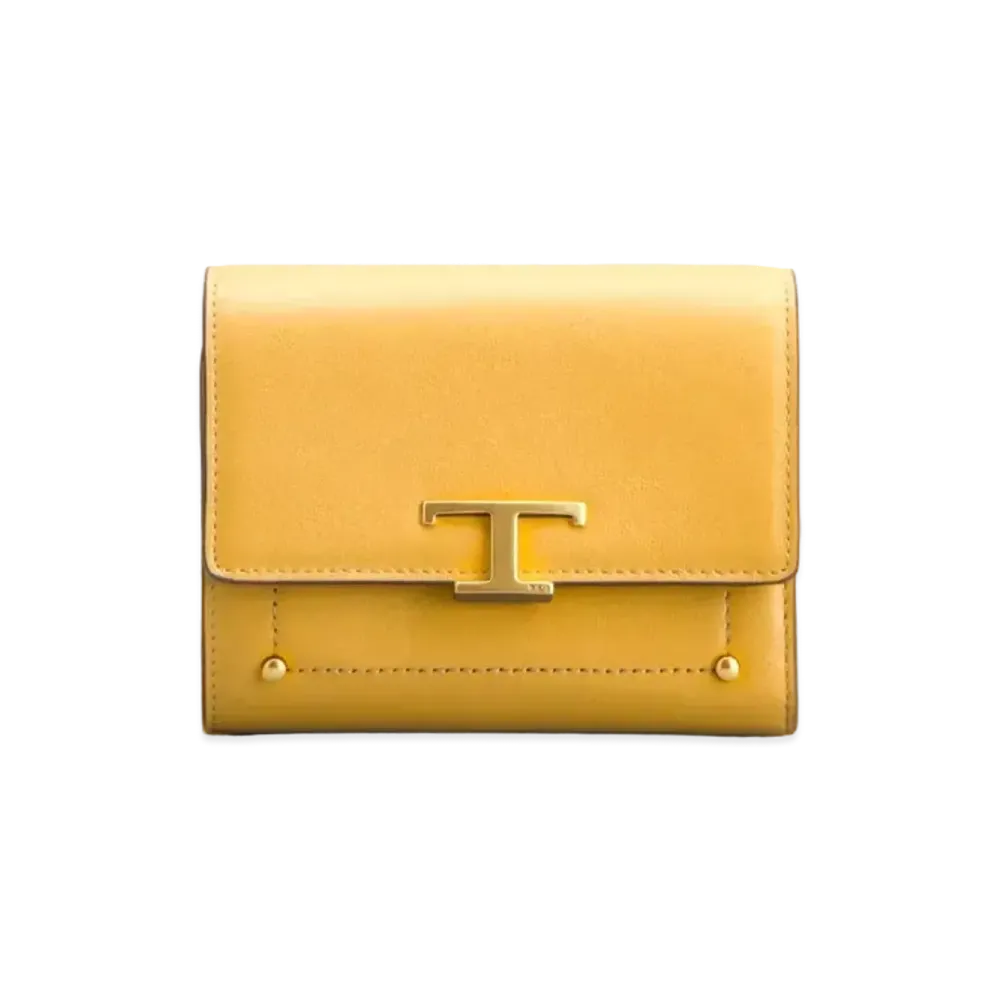 TOD'S T Timeless Wallet In Leather "Yellow"