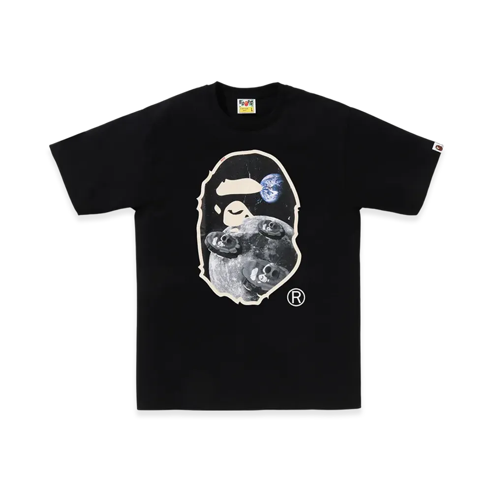 A BATHING APE Moon Ape Head Old Photo Tee "Black"