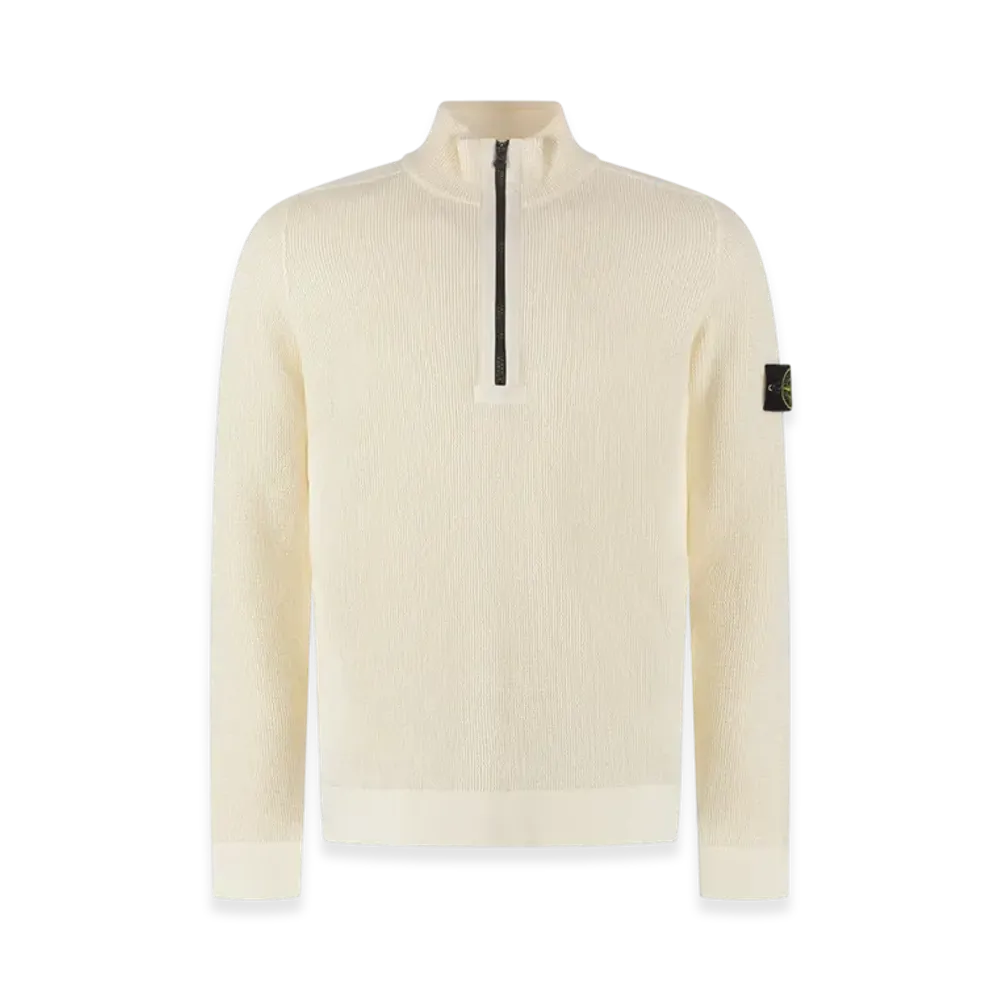 Stone Island 519B9 Light Raw Cotton Half Zip Knit - 22SS "Off White"
