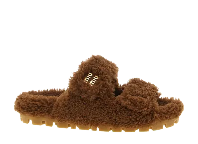 MIU MIU Women's Shearling Sandals "Brown"