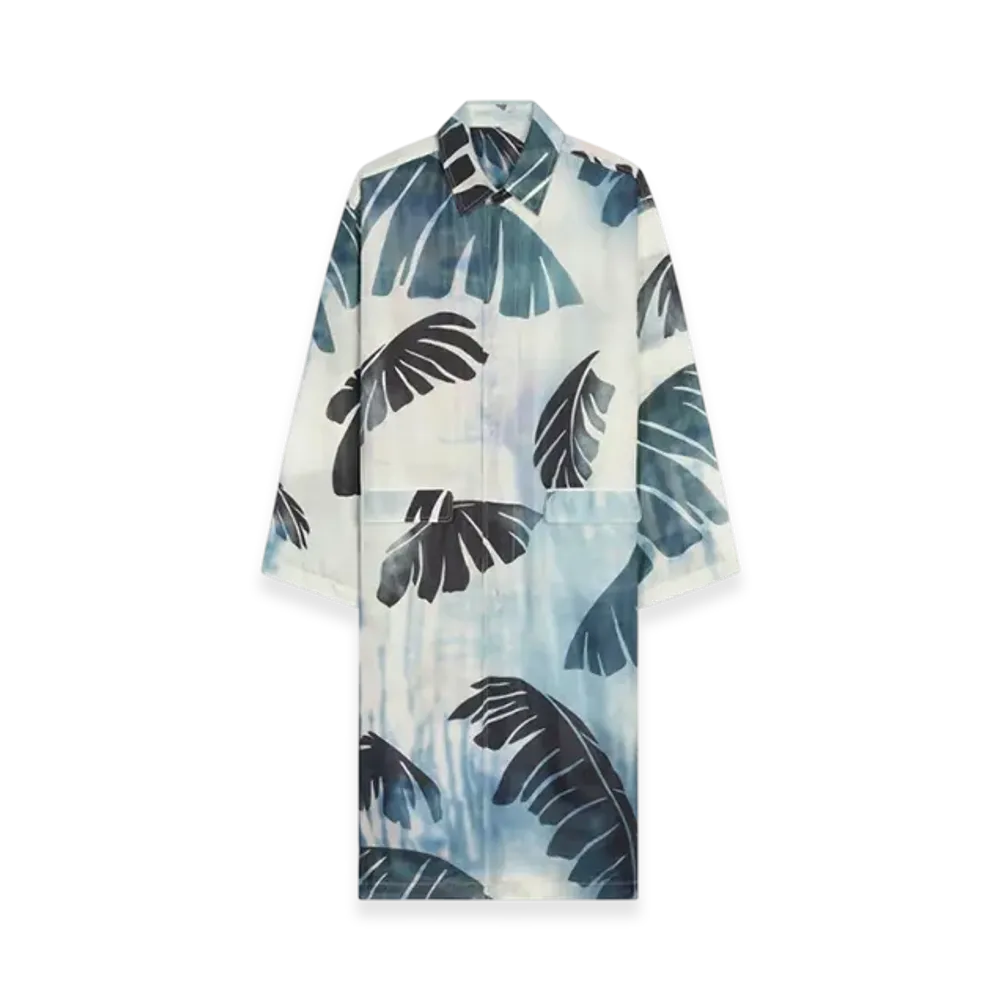 DRIES VAN NOTEN Printed Silk Mac "Navy"