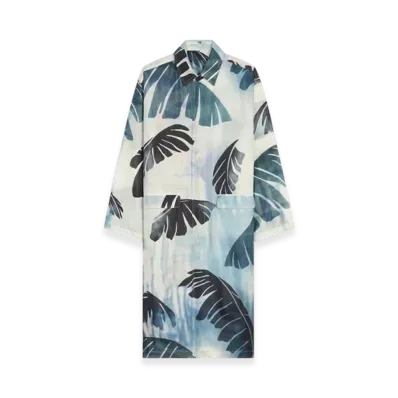 DRIES VAN NOTEN Printed Silk Mac "Navy"