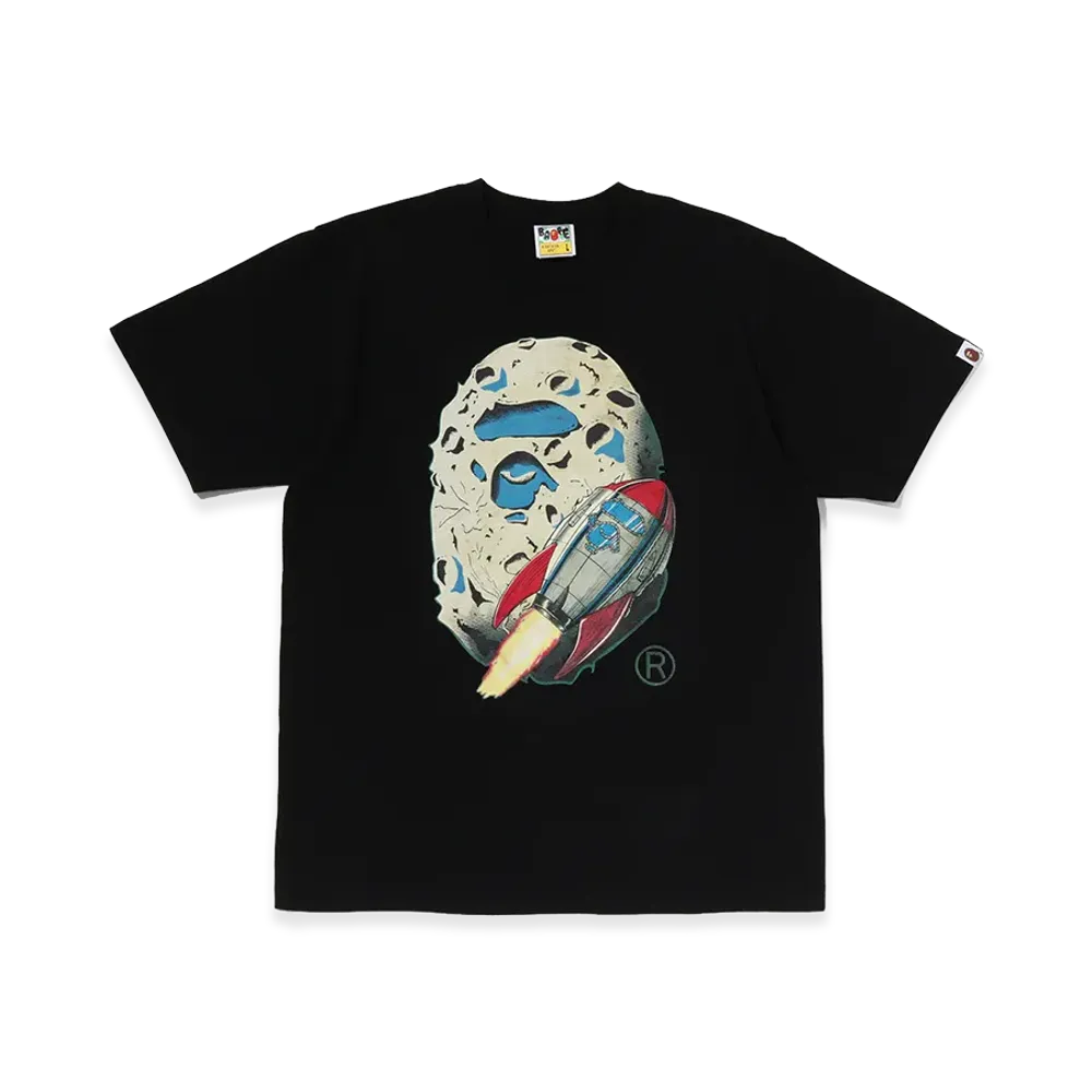 A BATHING APE Moon Ape Head Tee "Black"