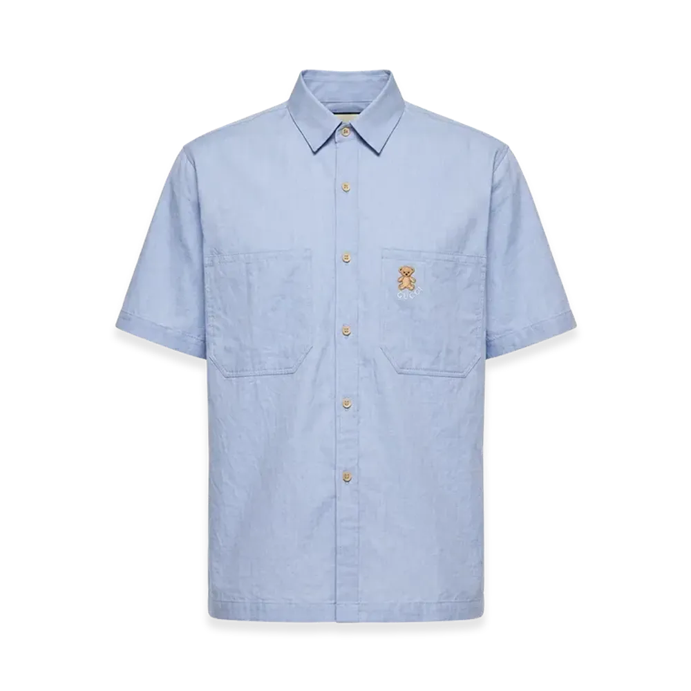 GUCCI Shirt with Bear On Pocket "Lightblue"