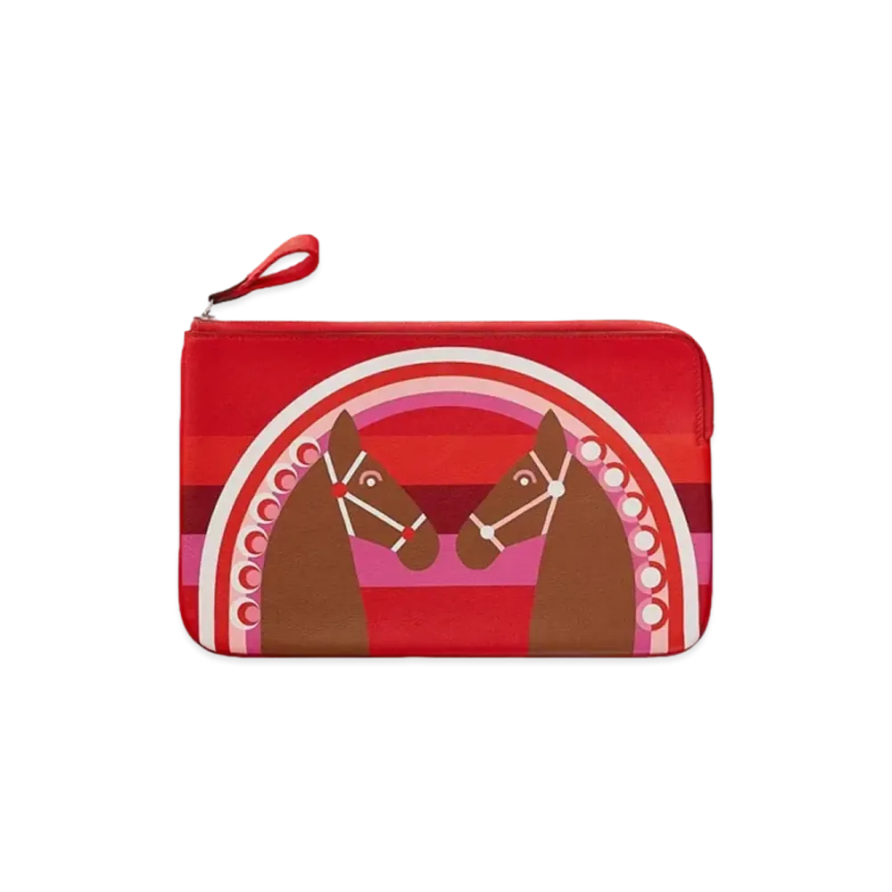 Hermes Carre Pocket Long Pouch "Rouge De Coeur/Alezan/Rouge De Coeur"
