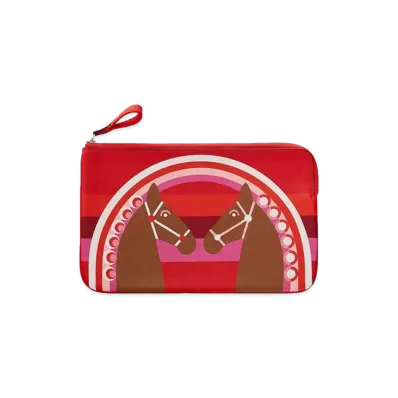 Hermes Carre Pocket Long Pouch "Rouge De Coeur/Alezan/Rouge De Coeur"