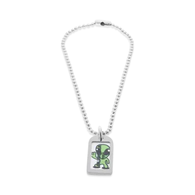 BALENCIAGA Darling Hi There Necklace "Silver/Green"