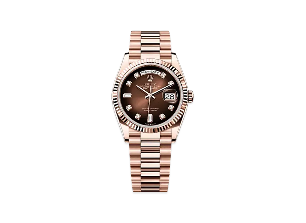 ロレックス デイデイト 36mm エバーローズゴールド 128235 "ブラウンオンブレ"