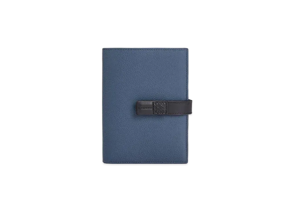 LOEWE Medium Vertical Wallet In Grained Calfskin "Indigo Dye / Black"