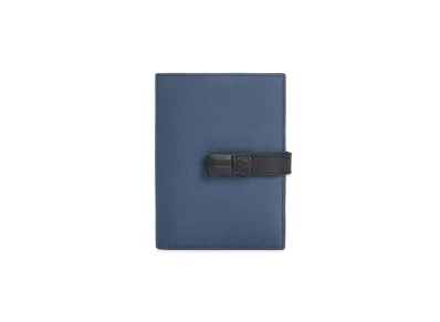 LOEWE Medium Vertical Wallet In Grained Calfskin "Indigo Dye / Black"