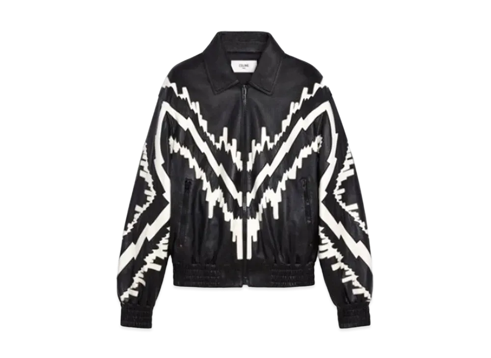 CELINE Over Size Blouson / Soft Lamskin "Black/White"