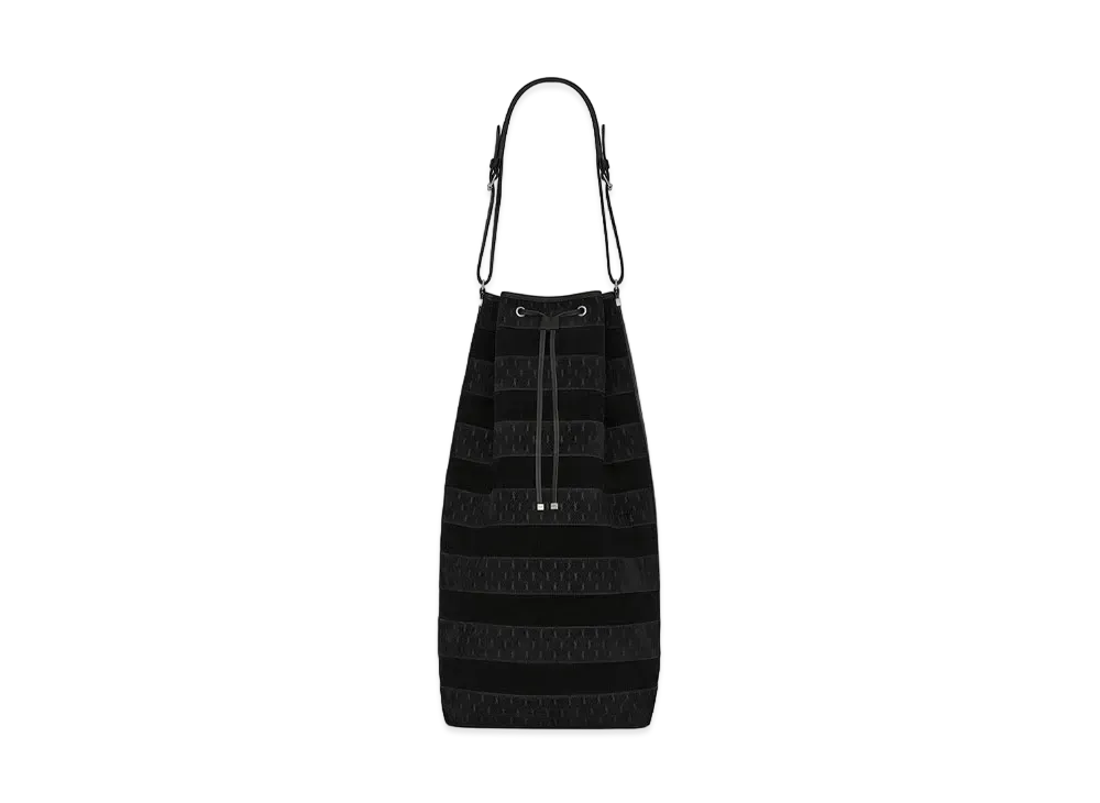 SAINT LAURENT Le Monogramme Long Bucket Bag In Suede And Vegetable-Tanned Leather "Black"