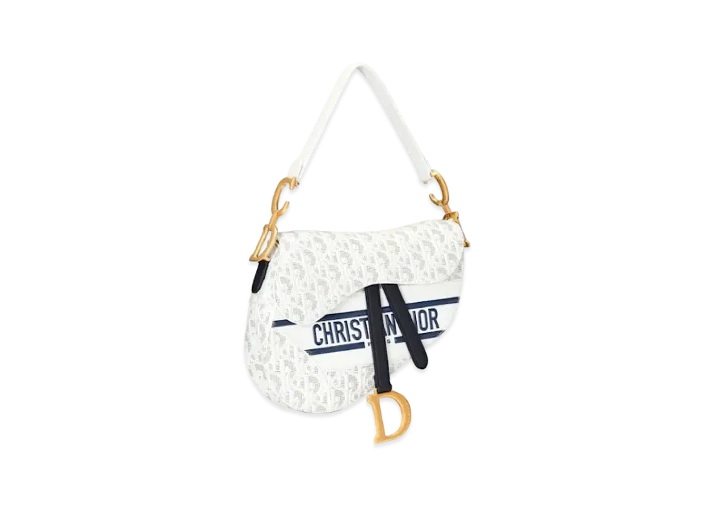 Dior Saddle Bags Oblique Perfolated Calfskin "White"