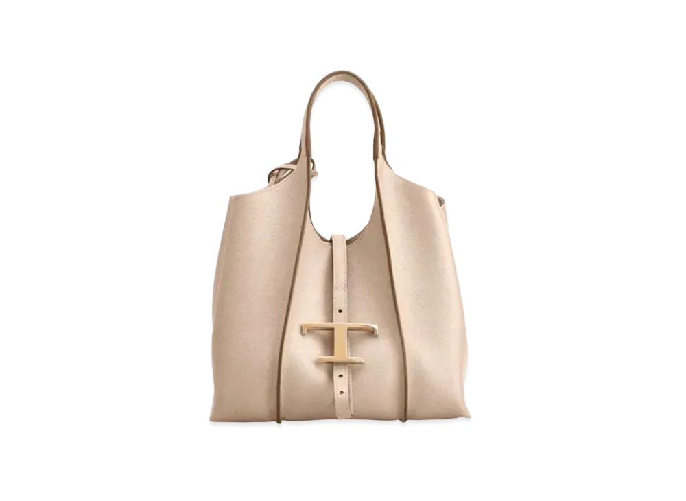 TOD'S T Timeles Leather Shopping Bag Mini "Beige"