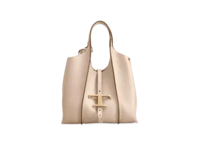 TOD'S T Timeles Leather Shopping Bag Mini "Beige"
