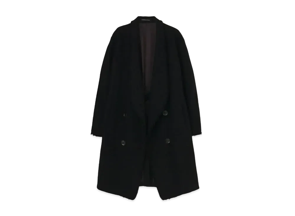 Yohji Yamamoto Y's OIL CUT MELTON SHAWL COLLAR COAT "Black"