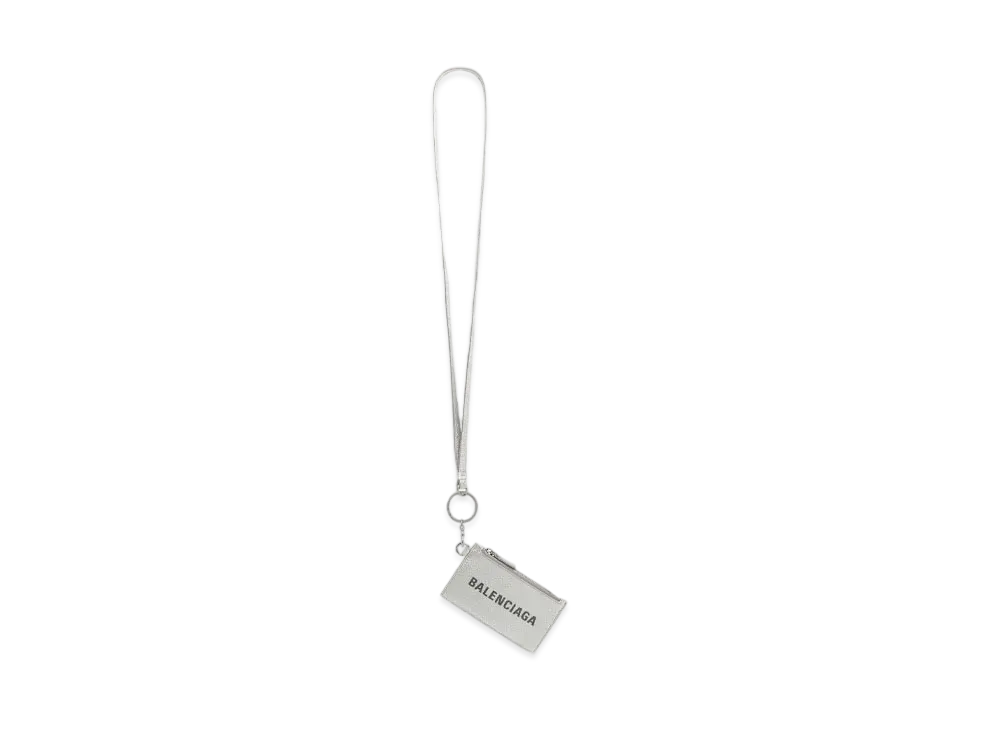 BALENCIAGA Cash Card Case On Keyring Metallized "Silver"