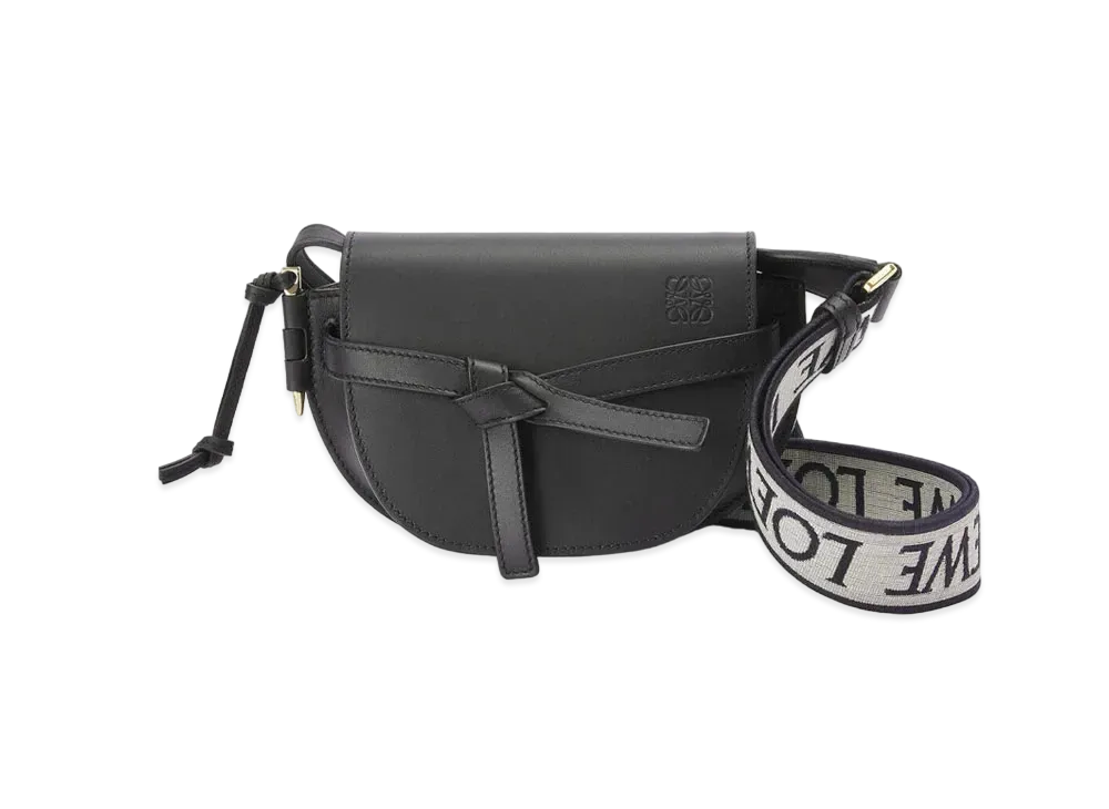 LOEWE Mini Gate Dual Bag In Soft Calfskin And Jacquard "Black"