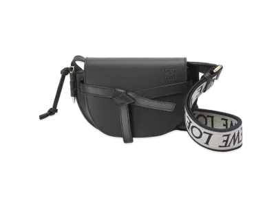 LOEWE Mini Gate Dual Bag In Soft Calfskin And Jacquard "Black"