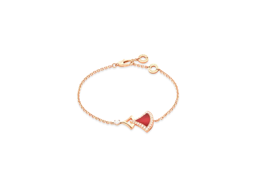 BVLGARI Divas' Dream Bracelet With Pave Diamonds "Pink Gold/Carnelian"