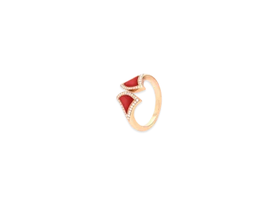 BVLGARI Divas' Dream Ring With Pave Diamonds "Pink Gold/Carnelian"