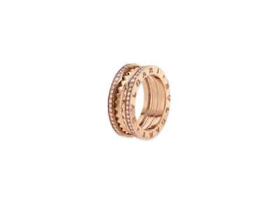 BVLGARI B Zero 1 Lock 2 Band Ring Pave Diamond "Pink Gold"