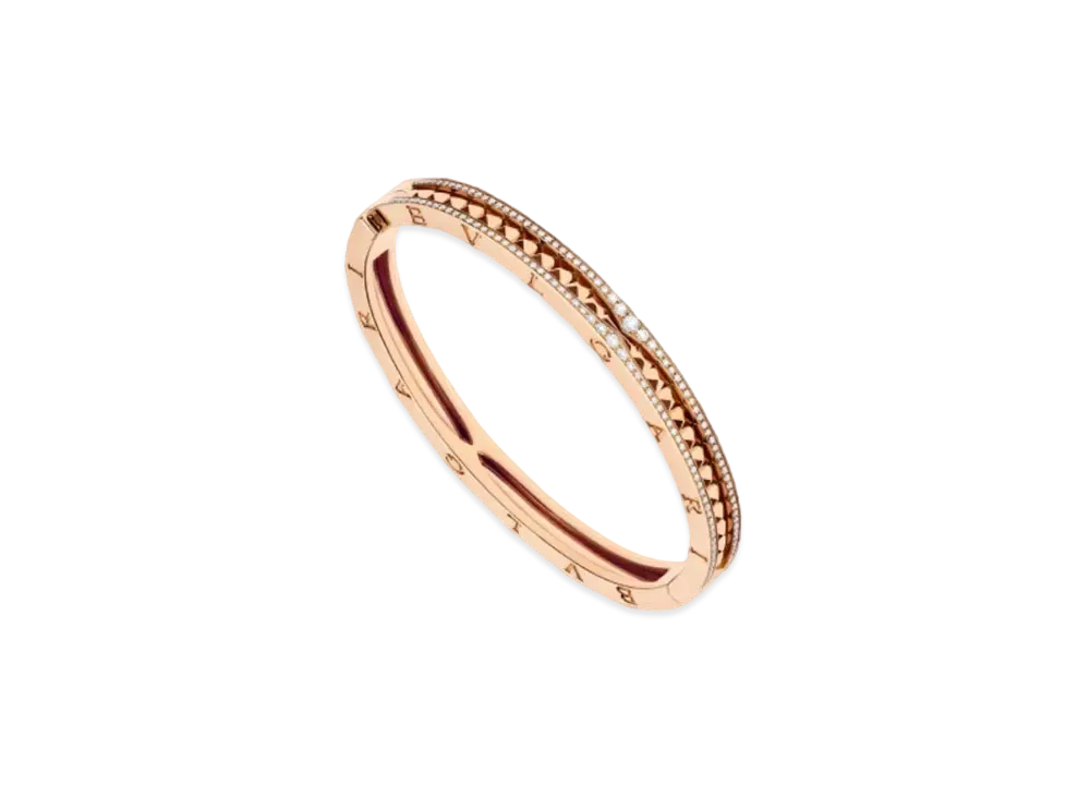 BVLGARI B.Zero1 Rock Bracelet Pave Diamond 18K "Pink Gold"
