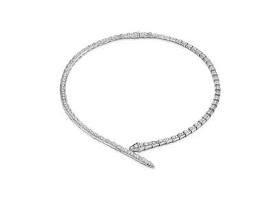 BVLGARI Serpenti Necklace Pave Diamond 18K "White Gold"