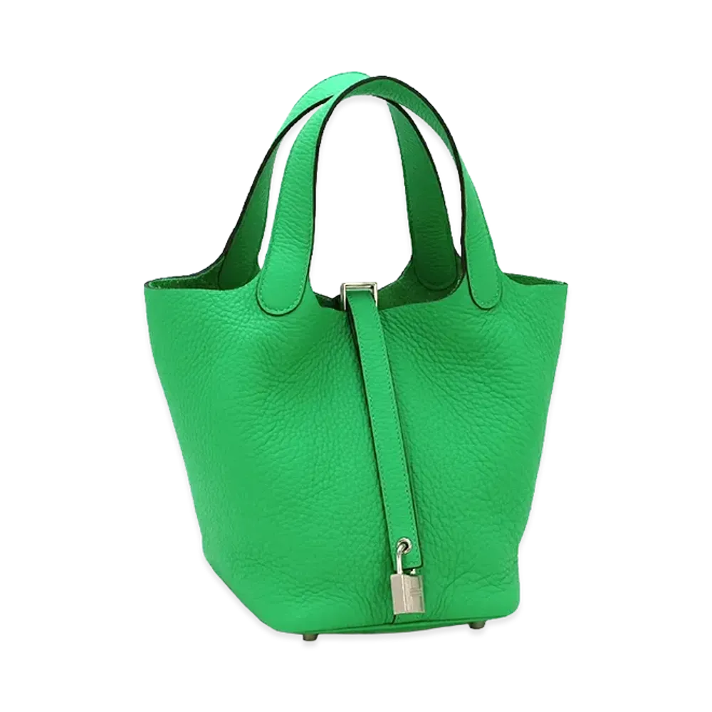 Hermes Women's Picotin Lock PM 18 Taurillon Clemence Handbag "Vert Comics"