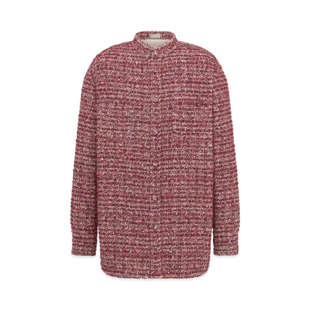 Dior x LEWIS HAMILTON Officer Collar Shirt Cotton and Wool Blend Tweed "Burgundy"