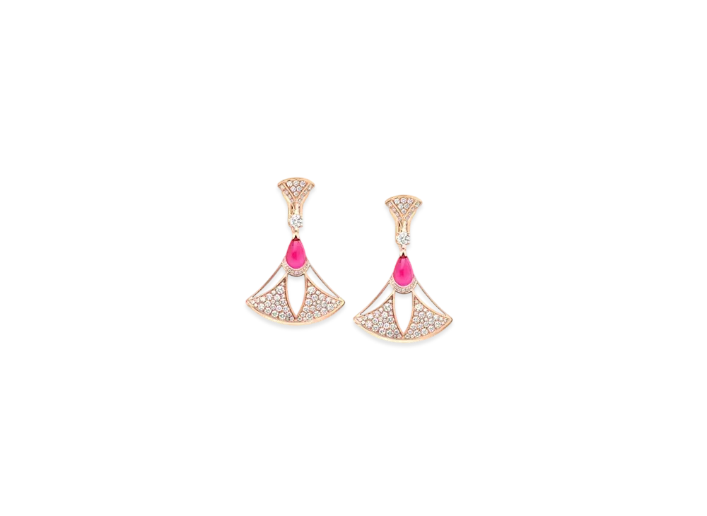 BVLGARI Divas' Dream Earrings With Diamonds and Mother of Pearl "Pink Gold"