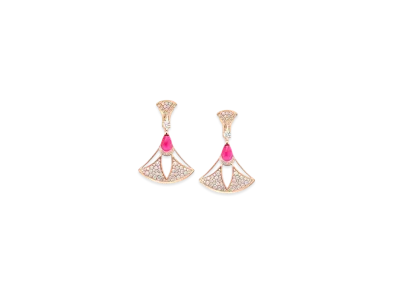 BVLGARI Divas' Dream Earrings With Diamonds and Mother of Pearl "Pink Gold"