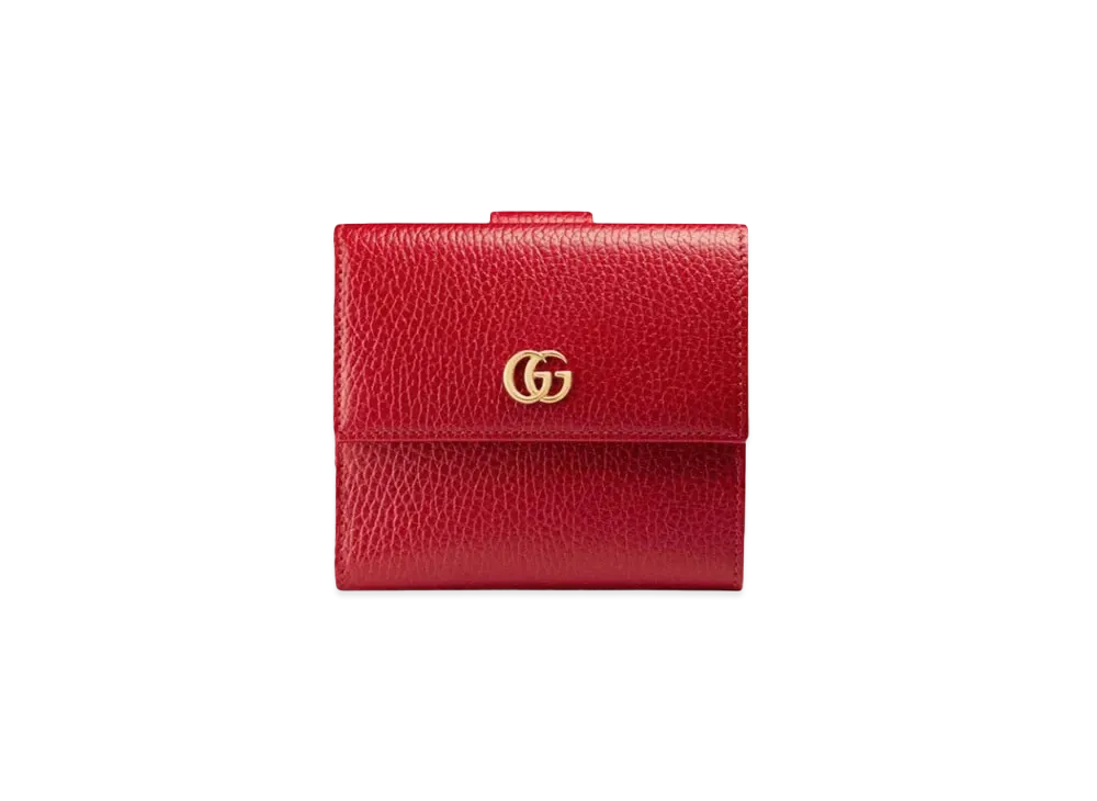 GUCCI GG Marmont Leather French Flap Wallet "Red"
