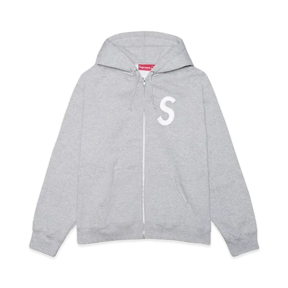Supreme S Logo Zip Up Hooded Sweatshirt "Heather Grey" (23FW)