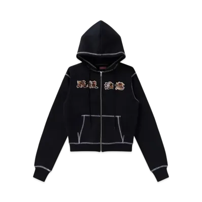 Blackeyepatch HWC Fur Patched Double Stitch Zip Hoodie "Black"