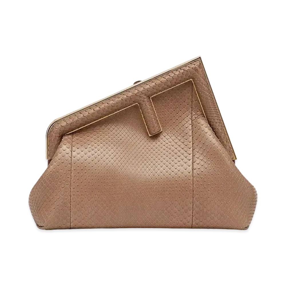 FENDI First Small Python Leather Bag "Brown"