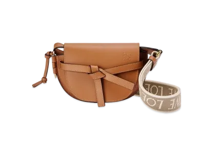 LOEWE Mini Gate Dual Bag In Soft Calfskin And Jacquard "Tan"