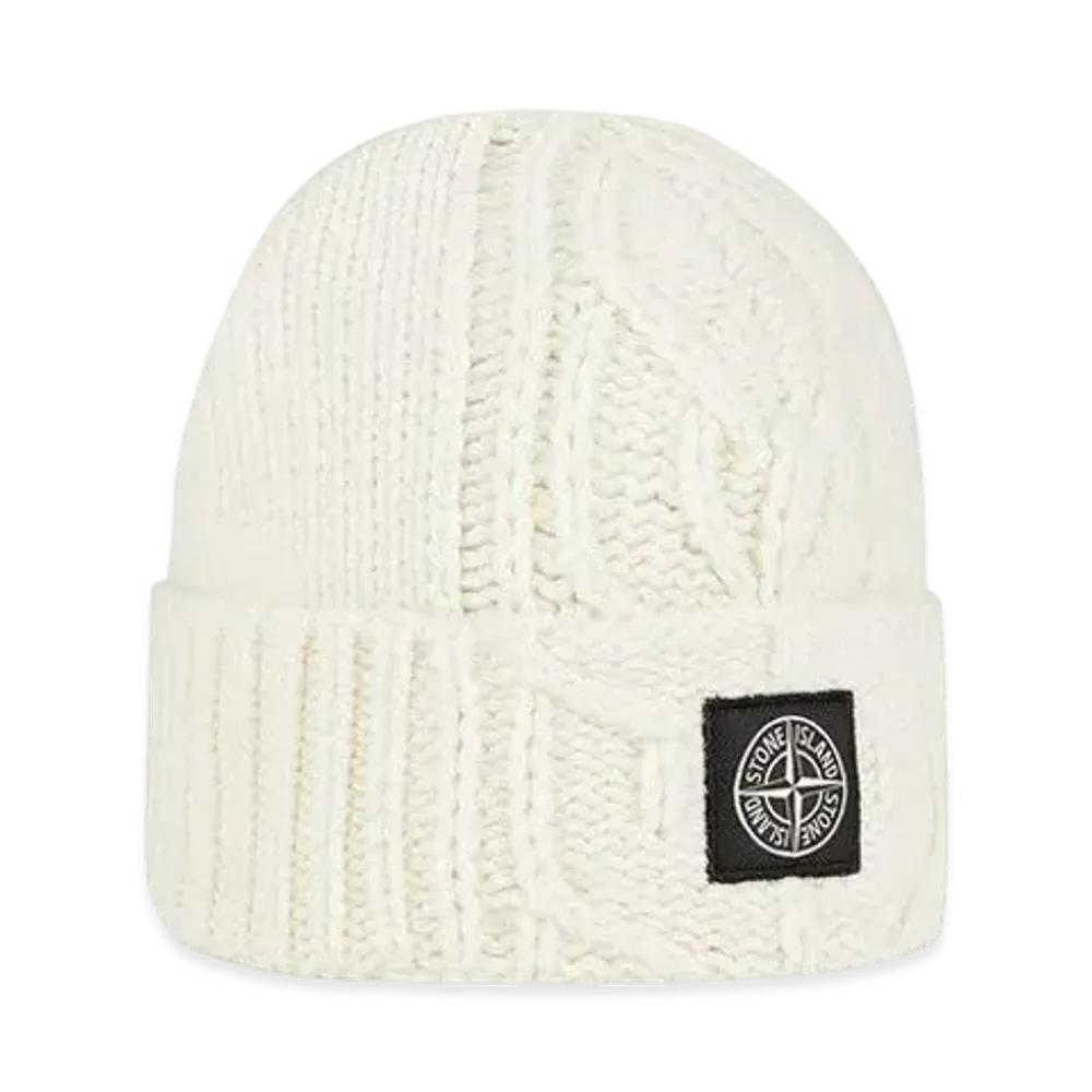 Stone Island N18D8 LAMBSWOOL WITH ARAN MOTIF "Natural White"